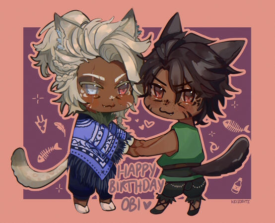 Zhar and X'enik chibis for obi's birthday